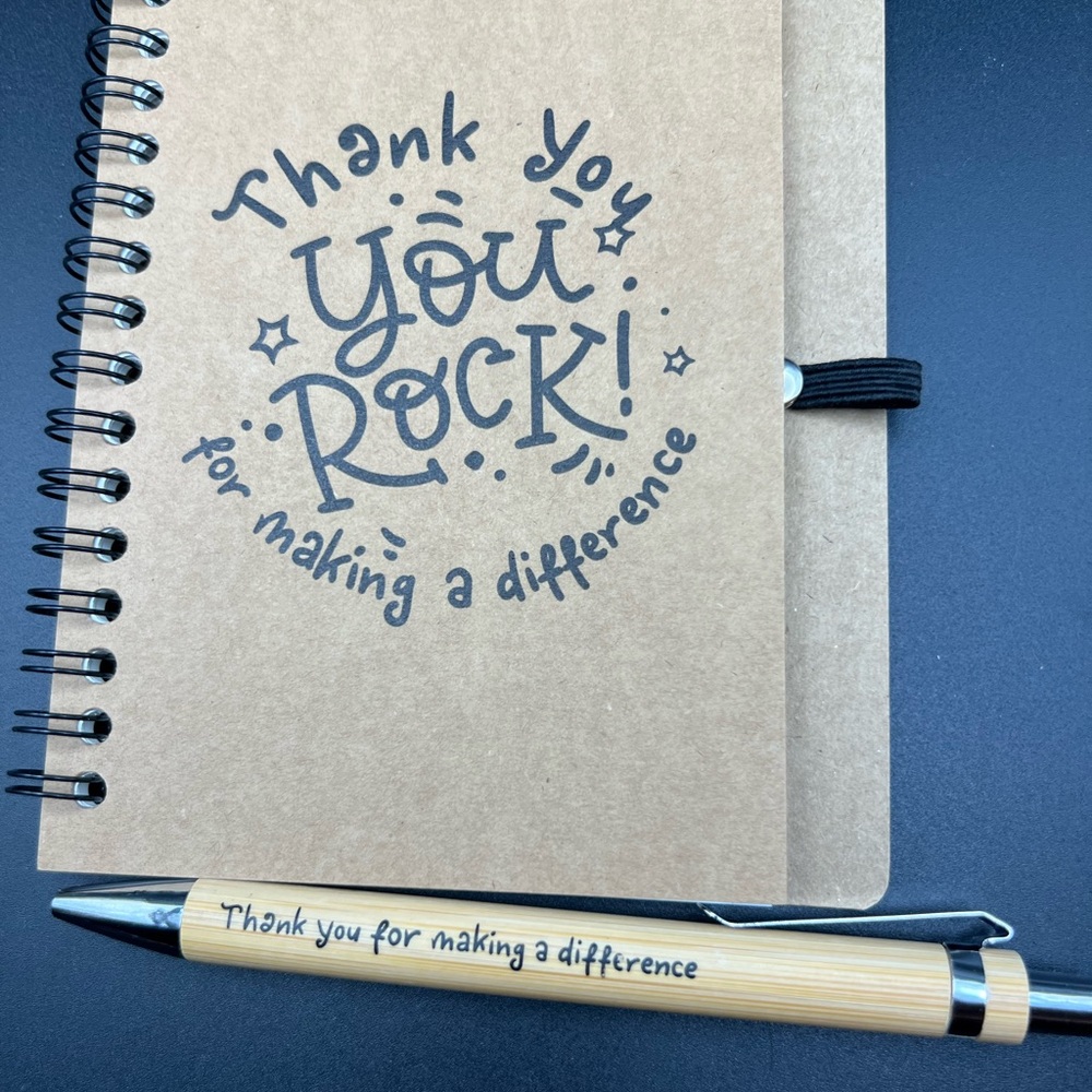 Thank You Spiral Notebook and Bamboo Pen Set